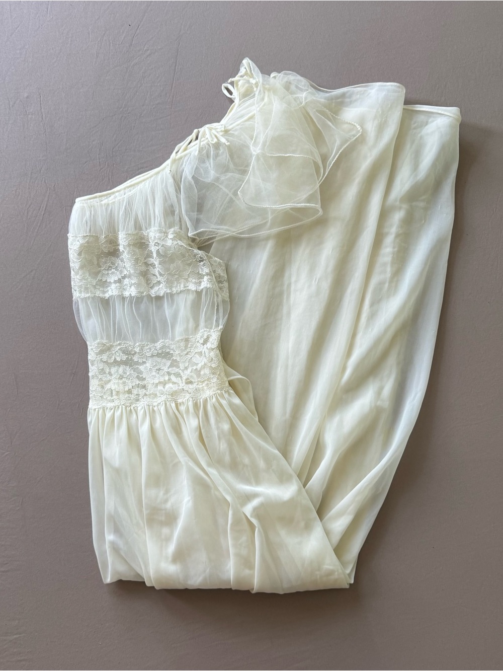 Antique Beau Monde chiffon lace Lingerie Maxi Slip Dress